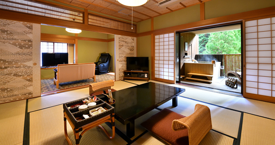 Japanese western style suite room with open air bath