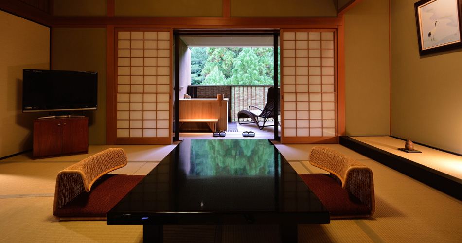 Japanese western style suite room with open air bath