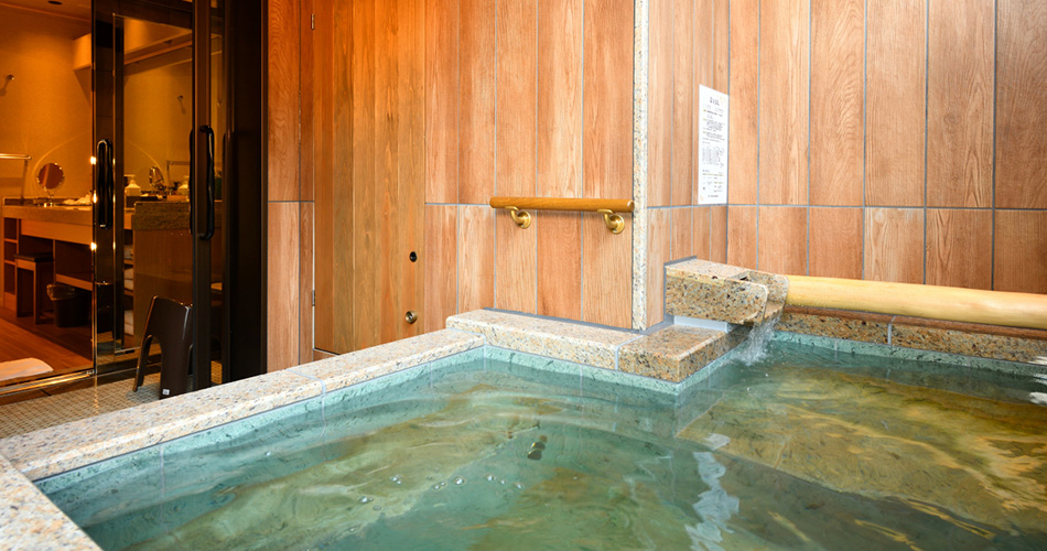 Spacious Japanese style room with open air bath