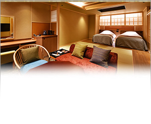 Spacious Japanese Western style room with open air bath