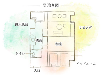 露天風呂付ゆったり和洋室 間取り図